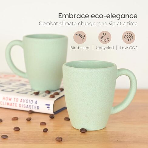 Eha Set of 2 Earth-Friendly Classic Coffee Mug | 10 oz | Made with Rice Husk & Bamboo Fibers | Microwave Safe | for Hot & Cold Coffee, Milk & Tea Cup | Matte Finish Mugs (Pack of 2,Celeste) in Saudi Arabia