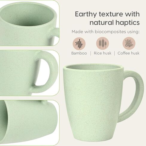 Eha Set of 2 Earth-Friendly Classic Coffee Mug | 10 oz | Made with Rice Husk & Bamboo Fibers | Microwave Safe | for Hot & Cold Coffee, Milk & Tea Cup | Matte Finish Mugs (Pack of 2,Celeste) in Saudi Arabia