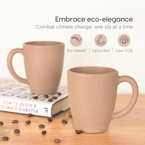Eha Set of 2 Earth-Friendly Classic Coffee Mug | 10 oz | Made with Rice Husk & Bamboo Fibers | Microwave Safe | for Hot & Cold Coffee, Milk & Tea Cup | Matte Finish Mugs (Pack of 2,Celeste) in Saudi Arabia