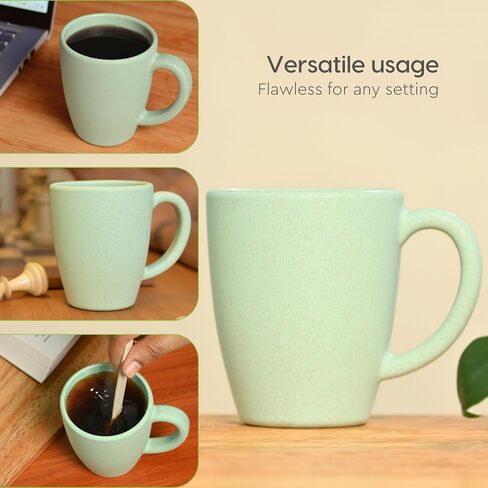 Eha Set of 2 Earth-Friendly Classic Coffee Mug | 10 oz | Made with Rice Husk & Bamboo Fibers | Microwave Safe | for Hot & Cold Coffee, Milk & Tea Cup | Matte Finish Mugs (Pack of 2,Celeste) in Saudi Arabia