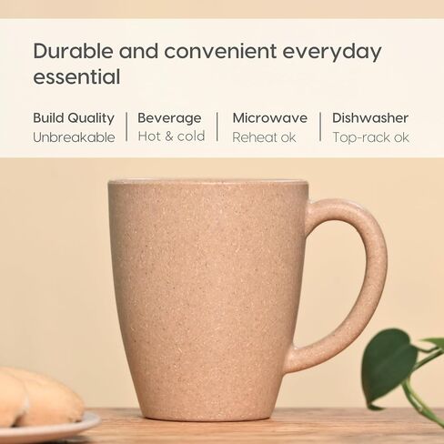 Eha Set of 2 Earth-Friendly Classic Coffee Mug | 10 oz | Made with Rice Husk & Bamboo Fibers | Microwave Safe | for Hot & Cold Coffee, Milk & Tea Cup | Matte Finish Mugs (Pack of 2,Celeste) in Saudi Arabia
