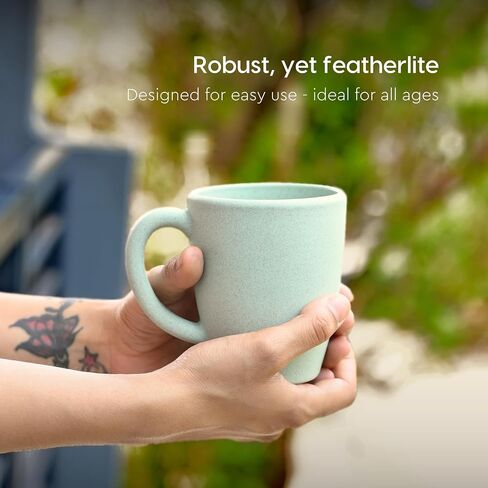 Eha Set of 2 Earth-Friendly Classic Coffee Mug | 10 oz | Made with Rice Husk & Bamboo Fibers | Microwave Safe | for Hot & Cold Coffee, Milk & Tea Cup | Matte Finish Mugs (Pack of 2,Celeste) in Saudi Arabia