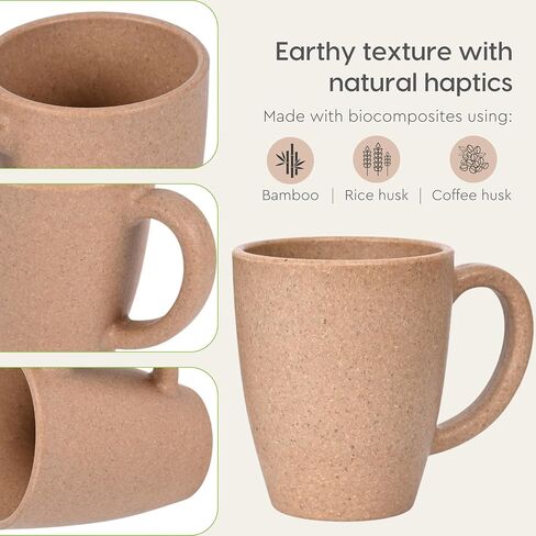 Eha Set of 2 Earth-Friendly Classic Coffee Mug | 10 oz | Made with Rice Husk & Bamboo Fibers | Microwave Safe | for Hot & Cold Coffee, Milk & Tea Cup | Matte Finish Mugs (Pack of 2,Celeste) in Saudi Arabia