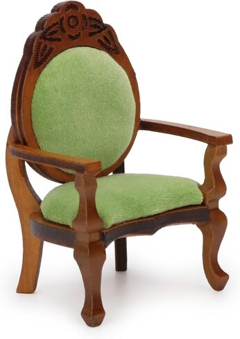 Dollhouse Couch Miniature Chair Furniture Accessories 1:12 Wood Retro Vintage Chair Upholstered Victorian Carved Armchair for Christmas Decoration Ornament (A) in Kuwait