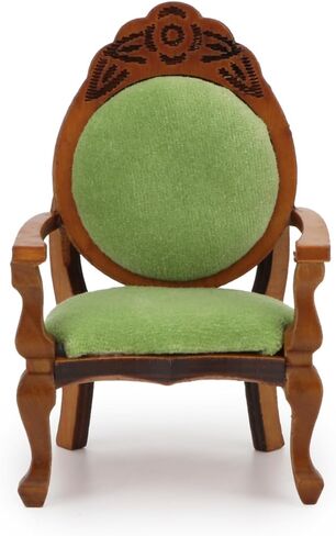 Dollhouse Couch Miniature Chair Furniture Accessories 1:12 Wood Retro Vintage Chair Upholstered Victorian Carved Armchair for Christmas Decoration Ornament (A) in Kuwait