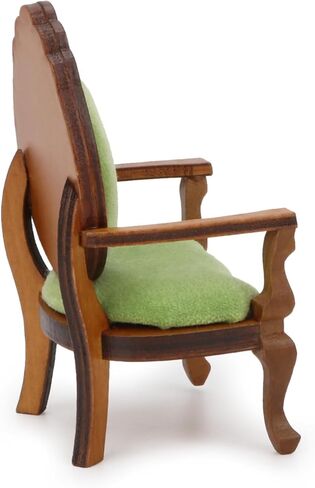 Dollhouse Couch Miniature Chair Furniture Accessories 1:12 Wood Retro Vintage Chair Upholstered Victorian Carved Armchair for Christmas Decoration Ornament (A) in Kuwait