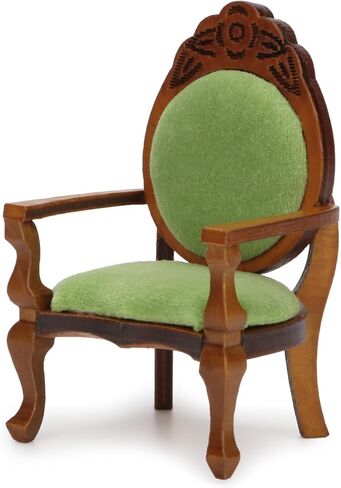 Dollhouse Couch Miniature Chair Furniture Accessories 1:12 Wood Retro Vintage Chair Upholstered Victorian Carved Armchair for Christmas Decoration Ornament (A) in Kuwait