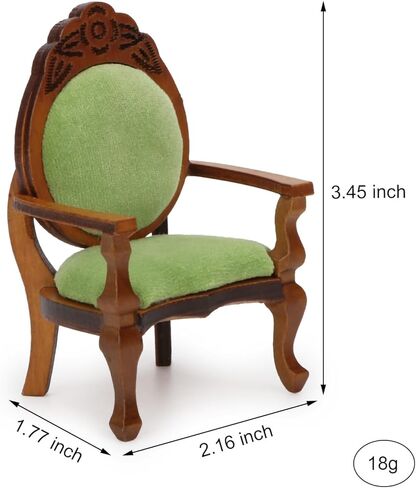 Dollhouse Couch Miniature Chair Furniture Accessories 1:12 Wood Retro Vintage Chair Upholstered Victorian Carved Armchair for Christmas Decoration Ornament (A) in Kuwait