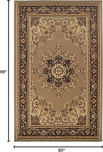 Superior Indoor Large Area Rug with Jute Backing, Floor Decor for Bedroom, Farmhouse, Kitchen, Office, Living Room, Woven Rugs, Elegant Medallion Border, Leopold Collection, 5' x 8', Brown in Saudi Arabia