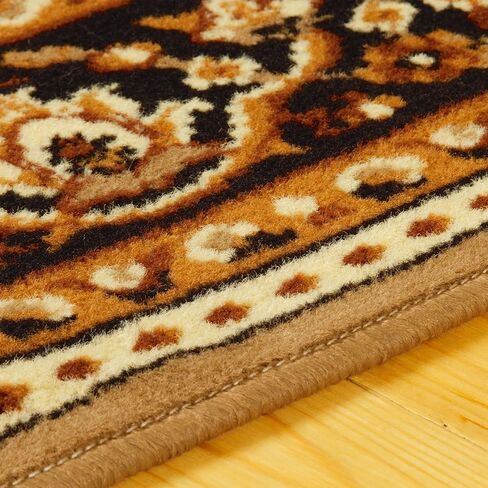 Superior Indoor Large Area Rug with Jute Backing, Floor Decor for Bedroom, Farmhouse, Kitchen, Office, Living Room, Woven Rugs, Elegant Medallion Border, Leopold Collection, 5' x 8', Brown in Saudi Arabia