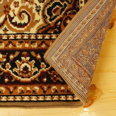 Superior Indoor Large Area Rug with Jute Backing, Floor Decor for Bedroom, Farmhouse, Kitchen, Office, Living Room, Woven Rugs, Elegant Medallion Border, Leopold Collection, 5' x 8', Brown in Saudi Arabia