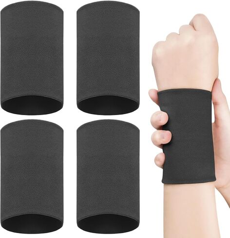 2 Pairs Wrist Wraps Men & Women Beige Sport Compression Wrist Brace Wrist Sleeve Elastic Wrist Widget Bands Supports Carpal Tunnel Tattoo Cover Up(Medium) in Kuwait