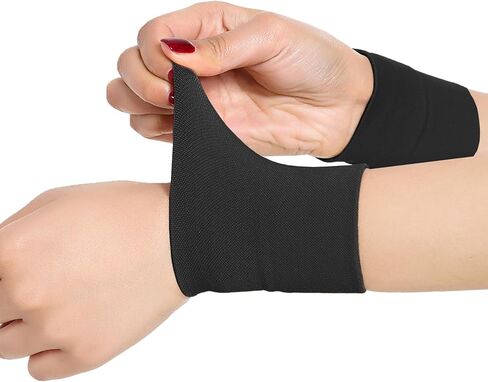 2 Pairs Wrist Wraps Men & Women Beige Sport Compression Wrist Brace Wrist Sleeve Elastic Wrist Widget Bands Supports Carpal Tunnel Tattoo Cover Up(Medium) in Kuwait