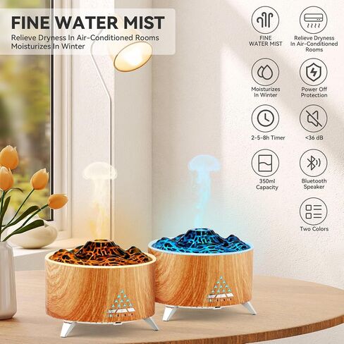 Essential Oil Diffuser 2 in 1 Aromatherapy Diffuser & Himalayan Salt Lamp 250ml Flame Humidifier for Bedroom Mute Colorful Night Light (without Essential Oil, Timeable, White) in Saudi Arabia