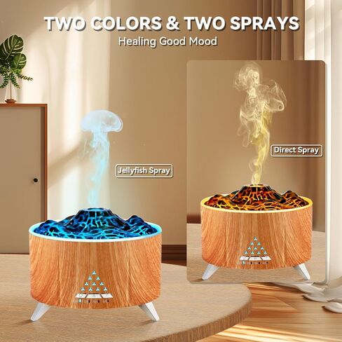 Essential Oil Diffuser 2 in 1 Aromatherapy Diffuser & Himalayan Salt Lamp 250ml Flame Humidifier for Bedroom Mute Colorful Night Light (without Essential Oil, Timeable, White) in Saudi Arabia