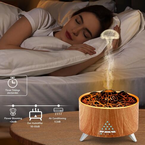 Essential Oil Diffuser 2 in 1 Aromatherapy Diffuser & Himalayan Salt Lamp 250ml Flame Humidifier for Bedroom Mute Colorful Night Light (without Essential Oil, Timeable, White) in Saudi Arabia
