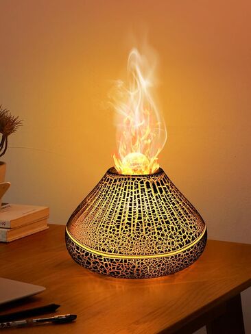 Essential Oil Diffuser 2 in 1 Aromatherapy Diffuser & Himalayan Salt Lamp 250ml Flame Humidifier for Bedroom Mute Colorful Night Light (without Essential Oil, Timeable, White) in Saudi Arabia