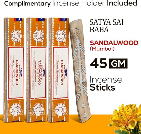 Satya Super Hit Incense Sticks, Satya sai baba Insenses 15gmx3 (45 gm) pack with Raajsee Incense holder Bundle, Satya Nag champa Natural Incense in Kuwait
