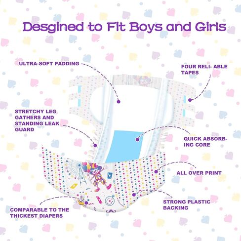 Adult Printed Diapers 7 Peices for Men and Women - Leak Protection Heavy Absorbency Protection Diapers (Medium-Uncle Clown)… in Kuwait