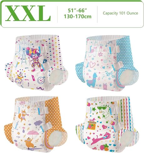 Adult Printed Diapers 7 Peices for Men and Women - Leak Protection Heavy Absorbency Protection Diapers (Medium-Uncle Clown)… in Kuwait