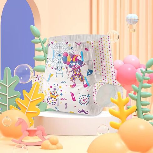 Adult Printed Diapers 7 Peices for Men and Women - Leak Protection Heavy Absorbency Protection Diapers (Medium-Uncle Clown)… in Kuwait