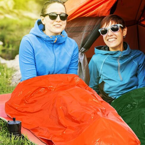 Qunclay 12 مجموعة كيس النوم في حالات الطوارئ البقاء على قيد الحياة Bivvy كيس بطانية مع صفارات خفيفة الوزن المحمولة حقيبة البقاء الحرارية خيمة سميكة مع غطاء محرك السيارة تمديد النايلون الاشياء كيس in Saudi Arabia