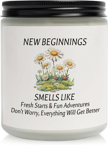 New Beginnings Gifts for Women, 15oz Daisy Mug + 7oz Lavender Scented Candle Present Set for Coworker Leaving, Graduation, Farewell, Goodbye, Good Luck, New Job, Break Up, Divorce Gifts in Saudi Arabia