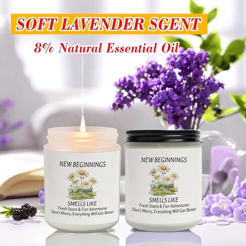 New Beginnings Gifts for Women, 15oz Daisy Mug + 7oz Lavender Scented Candle Present Set for Coworker Leaving, Graduation, Farewell, Goodbye, Good Luck, New Job, Break Up, Divorce Gifts in Saudi Arabia