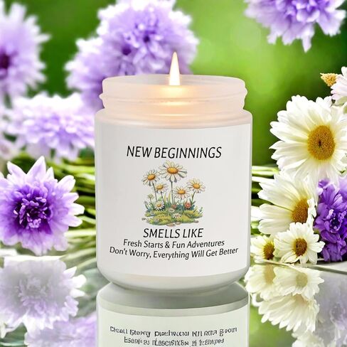 New Beginnings Gifts for Women, 15oz Daisy Mug + 7oz Lavender Scented Candle Present Set for Coworker Leaving, Graduation, Farewell, Goodbye, Good Luck, New Job, Break Up, Divorce Gifts in Saudi Arabia
