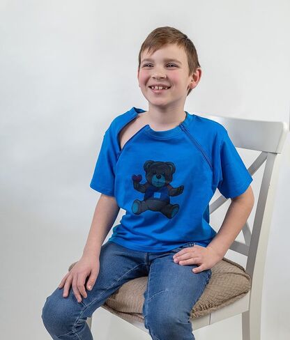 MandMcares Kid's Chemo T-Shirt with Chest Port Access | Dialysis Clothing with Chest Zippers for Catheter Easy Access in Saudi Arabia