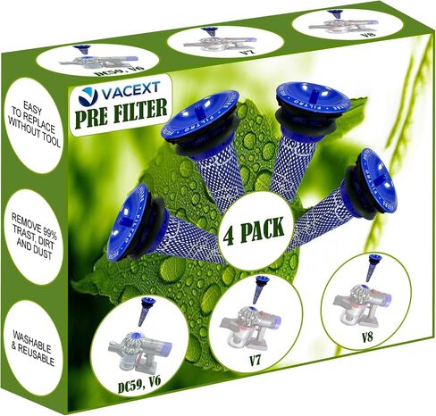 8 Pack Vacuum Filters Replacement Kit Compatible with Dyson V7, V8 Animal and Absolute Cordless Vacuum, 4 Post Filter & 4 Pre Filter, Compare to Part 965661-01 and 967478-01 in Saudi Arabia