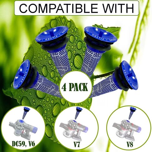 8 Pack Vacuum Filters Replacement Kit Compatible with Dyson V7, V8 Animal and Absolute Cordless Vacuum, 4 Post Filter & 4 Pre Filter, Compare to Part 965661-01 and 967478-01 in Saudi Arabia