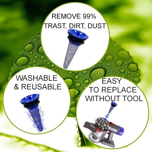 8 Pack Vacuum Filters Replacement Kit Compatible with Dyson V7, V8 Animal and Absolute Cordless Vacuum, 4 Post Filter & 4 Pre Filter, Compare to Part 965661-01 and 967478-01 in Saudi Arabia
