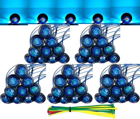 Aokzeeo 50 قطعة من 3/4 مصابيح LED صغيرة مستديرة كهرمانية LED مؤشر جانبي مجموعة ضوء المقطورة مصباح التخليص شاحنة مقطورة حافلة بحرية RV سيارات مسطحة مقاومة للماء 12 فولت تيار مستمر in Kuwait