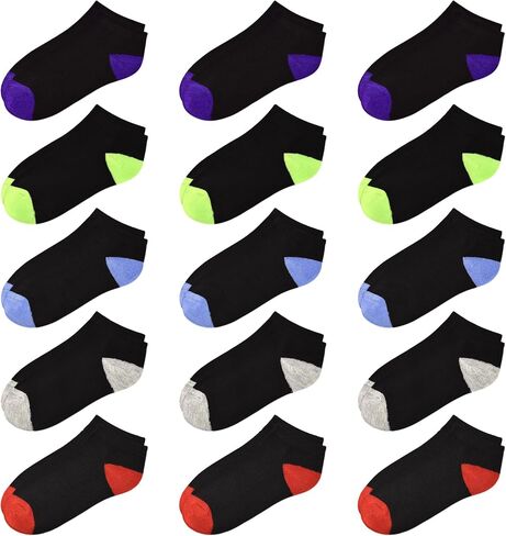 Kids' Low Cut Socks: 15-Pair Packs - Ankle Socks, Casual, Comfortable No Show Socks for Boys Girls Aged 1-13 in Saudi Arabia