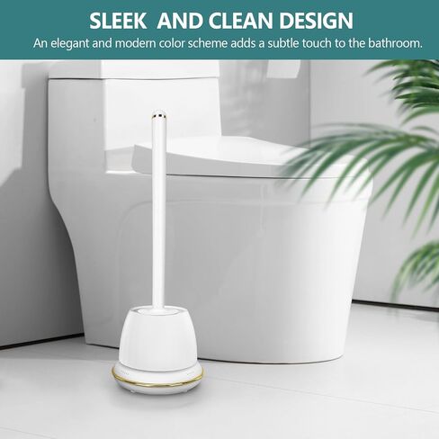 Toilet Brush and Holder Set, Toilet Bowl Brush with Long Handle, Easy to Assemble of Compact Toilet Scrubber, Gold Toilet Brush Set with No Leaks Have Vent, A Stylish Bathroom Accessories. U in Saudi Arabia