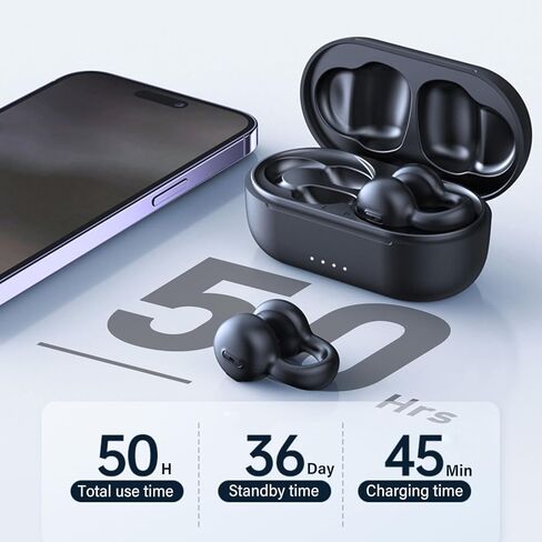 سماعات أذن مفتوحة، سماعات أذن لاسلكية للتمرين، مشبك على سماعة بلوتوث للهاتف الخلوي مع ميكروفون، عمر بطارية طويل 50 ساعة، سماعات لاسلكية مريحة للرياضة in Kuwait