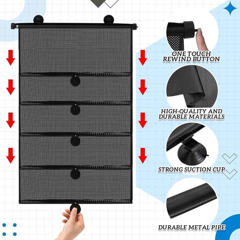 2 Pack 23" Extra Wide Car Window Shades Large Car Sun Shade for Window Sun Visor for Car Side Window Retractable Window Shade Roll for UV and Sun Glare Protection Car Travel Accessories in Saudi Arabia