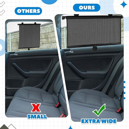 2 Pack 23" Extra Wide Car Window Shades Large Car Sun Shade for Window Sun Visor for Car Side Window Retractable Window Shade Roll for UV and Sun Glare Protection Car Travel Accessories in Saudi Arabia