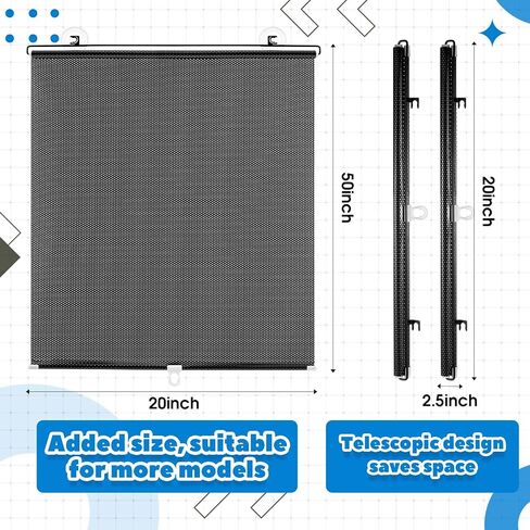 2 Pack 23" Extra Wide Car Window Shades Large Car Sun Shade for Window Sun Visor for Car Side Window Retractable Window Shade Roll for UV and Sun Glare Protection Car Travel Accessories in Saudi Arabia