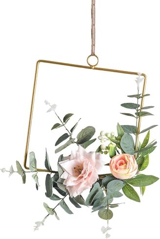 Pauwer Succulent Wedding Wreath Set of 3 Artificial Succulent Plants with Eucalyptus Leaves Metal Floral Hoop Wreath Garland for Wedding Backdrop Nursery Wall Decoration in Kuwait