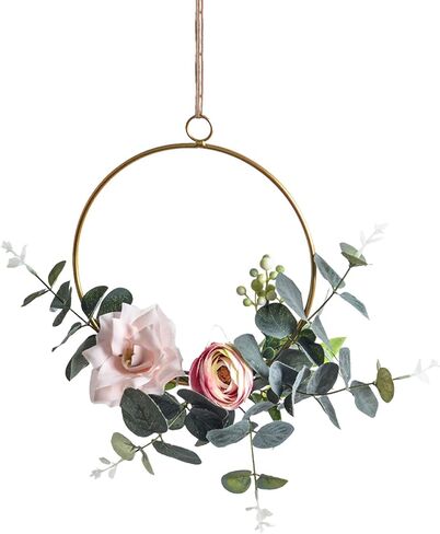 Pauwer Succulent Wedding Wreath Set of 3 Artificial Succulent Plants with Eucalyptus Leaves Metal Floral Hoop Wreath Garland for Wedding Backdrop Nursery Wall Decoration in Kuwait