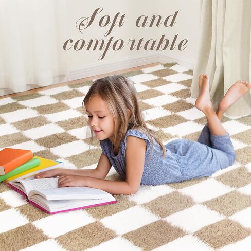 Super Soft Rug for Bedroom, 4x6 Ft Pink and White Area Rug Classic Checkered Shaggy Rug Anti-Skid High Pile Soft Fluffy Rug Fuzzy Carpet for Living Room Bedroom Kids Room Nursery, Dorm Home Decor in Saudi Arabia