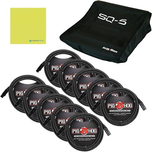 Allen & Heath SQ-5 48-channel Digital Mixer Bundle w/Allen & Heath AP11332 SQ-5 Dust Cover, 10-Pack Pig Hog PHM10 8mm XLR Microphone Cable and Liquid Audio Polishing Cloth in Saudi Arabia