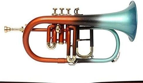 SM'Sai Musicals 4 Valve Flugel Horn With Mouthpiece And Hard Case For School Band Blue Flugel Horn BB Pitch Brass Musical Instrument For Orchestra Beginners Professionals For Kids Adults in Saudi Arabia