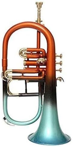 SM'Sai Musicals 4 Valve Flugel Horn With Mouthpiece And Hard Case For School Band Blue Flugel Horn BB Pitch Brass Musical Instrument For Orchestra Beginners Professionals For Kids Adults in Saudi Arabia