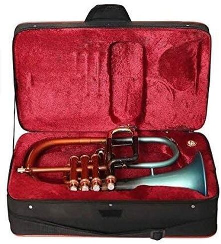 SM'Sai Musicals 4 Valve Flugel Horn With Mouthpiece And Hard Case For School Band Blue Flugel Horn BB Pitch Brass Musical Instrument For Orchestra Beginners Professionals For Kids Adults in Saudi Arabia
