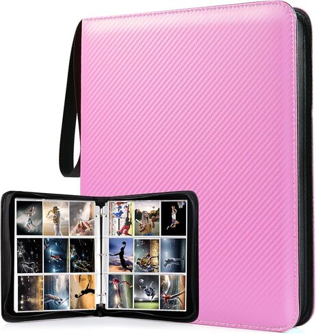WOT I Trading Card Binder, 900 Pockets Collection Card Binder Sleeves with Polyester Fabric Cover&Zipper - Dark Blue in Saudi Arabia
