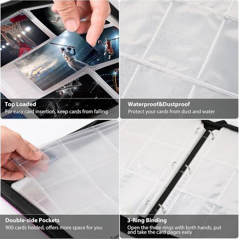 WOT I Trading Card Binder, 900 Pockets Collection Card Binder Sleeves with Polyester Fabric Cover&Zipper - Dark Blue in Saudi Arabia
