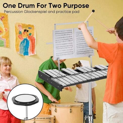 32 Notes Glockenspiel with Adjustable Height Stand,Practice Pad, Aluminum Xylophone for Adult,Glockenspiels Xylophone Bell Kit,Xylophones Instrument Kit with Music Stand,Mallets and Carrying Bag in Saudi Arabia